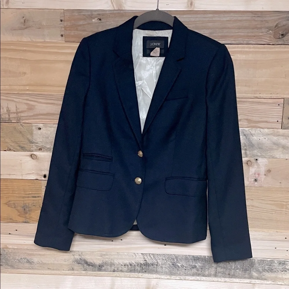 J. Crew size 0 Navy Color School Boy Double Button Closure Fitted Blazer